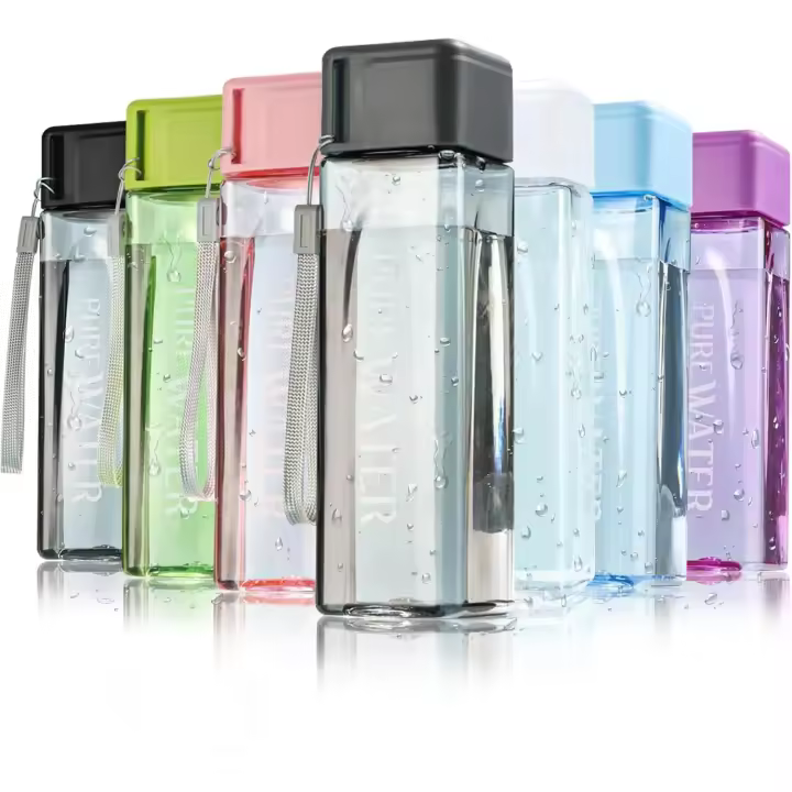 Botella de Agua Deportiva de 500 ml, botella de Agua cuadrada portátil, botella de Bebida Segura a prueba de fugas para Deporte, senderismo, Gimnasio, Actividades al Aire Libre, ciclismo, escuela y Oficin - 1