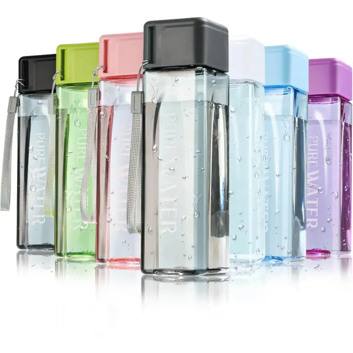 Botella de Agua Deportiva de 500 ml, botella de Agua cuadrada portátil, botella de Bebida Segura a prueba de fugas para Deporte, senderismo, Gimnasio, Actividades al Aire Libre, ciclismo, escuela y Oficin - 1