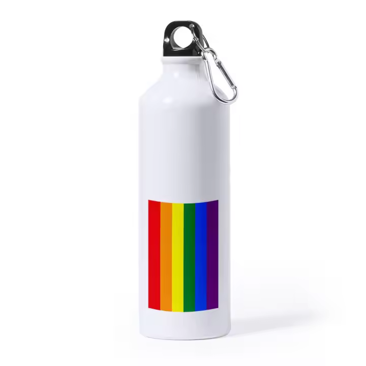BIDON GRANDE 800 ML ACERO INOXIDABLE BANDERA DIA ORGULLO GAY deporte deportivo con mosqueton botella lgbtiq unidas podemos - 1
