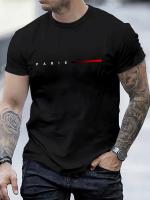 Camiseta De Algodón 100% Para Hombre Estilo Casual Veraniego Con Impresión De Letras Creativas Camiseta De Cuello Redondo Ajustada Con Mangas Cortas Para Todo El Año - details 1