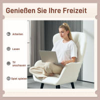 Sillón cecodadi con cojín lumbar, Sillón de Plush con almohadas de Madera, respaldo con mechón de romdos, Sillón reclinable para Salón, dormitorio - details 2