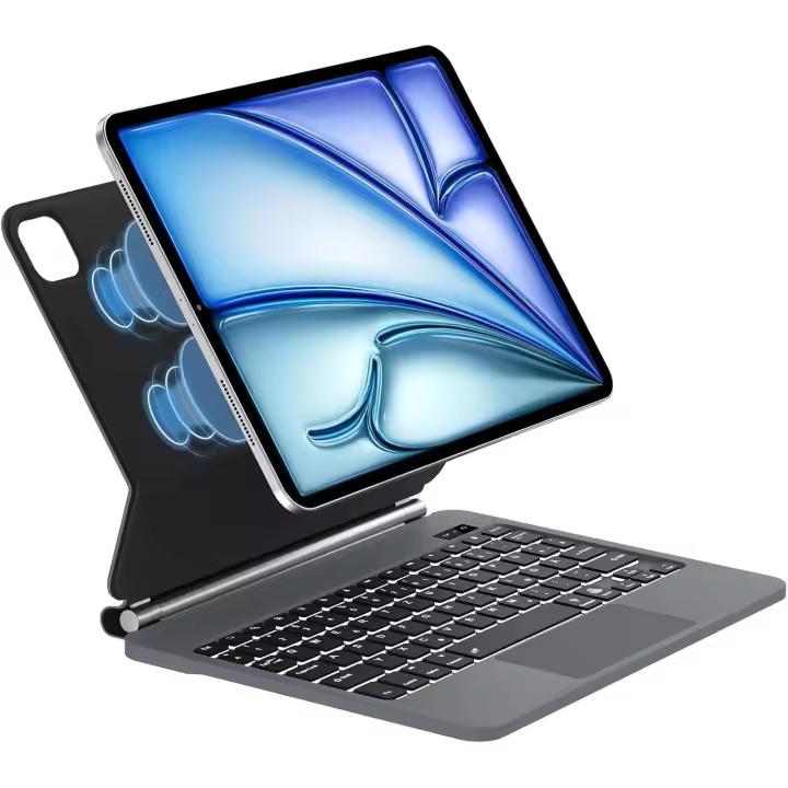 FOGARI Teclado iPad Air 11 Pulgadas 2024, Magic Keyboard para iPad Air 11 M2 2024, Teclado iPad 5/4 10.9"/ iPad Pro 11 (4ª/3ª/2ª/1ª), Español Teclado Retroiluminación con Trackpad, Negro - 1