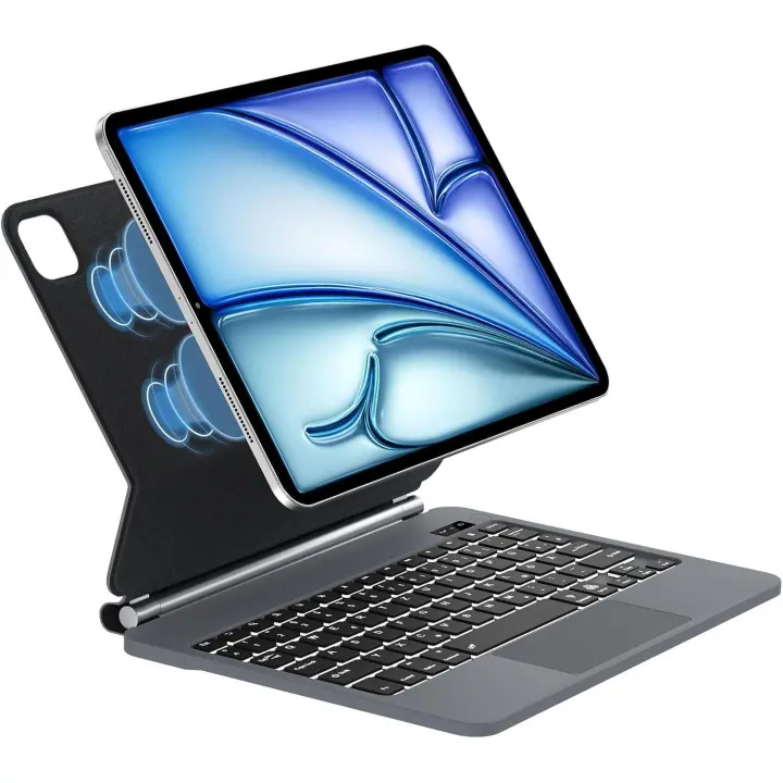 FOGARI Teclado iPad Air 11 Pulgadas 2024, Magic Keyboard para iPad Air 11 M2 2024, Teclado iPad 5/4 10.9"/ iPad Pro 11 (4ª/3ª/2ª/1ª), Español Teclado Retroiluminación con Trackpad, Negro - 1