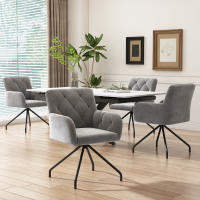 Juego de 6 Sillas De Restaurante de Diamante, Silla de Ocio Moderna, Silla de estar para dormitorio, Estudio y escriorio, soporte lumbar, terciopelo, Claro Gris - details 1
