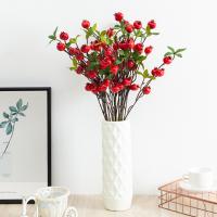Rama De Pimienta Con Hojas Y 9 Cabezas De Pomegranato Falsas Rojas Y Naranja Para Decoración De Jardín Y Hogar Material De Seda - details 4