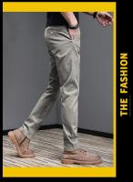 Pantalones Casuales Para Hombre Primavera Verano Algodón 97.8% Elásticos Moda Coreana Ajustados Gris Negro Caqui Pantalones De Cintura Media - details 14