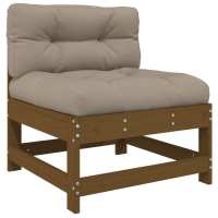 vidaXL Sofá central con cojines madera maciza de pino Pino natural, Pino blanco, Pino gris Conjunto Terraza Muebles Jardín Exterior Juego de Muebles de jardín Mueble Jardín Exterior Muebles de Salon Exterior - details 0