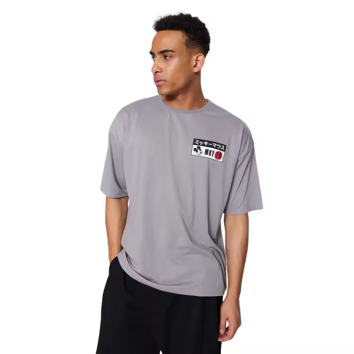 Trendyol Green Oversize/Wide Cut Crew Neck Mickey Mouse Printed Licensed T-Shirt Tmnss22Ts0088 - 1