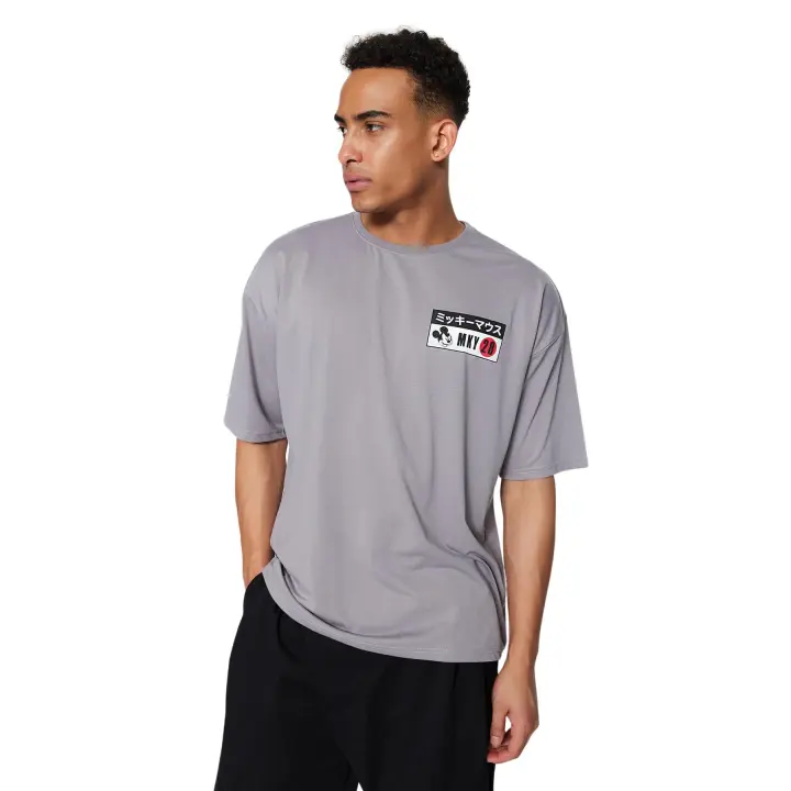 Trendyol Green Oversize/Wide Cut Crew Neck Mickey Mouse Printed Licensed T-Shirt Tmnss22Ts0088 - 1