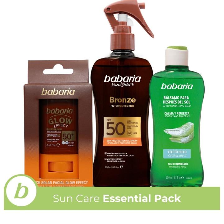 Babaria - Crema Solar Facial 50 Glow + Aftersun + Bronceador Cuerpo con Protector Solar SPF50 en Spray | Acelerador — oferta en Miravia