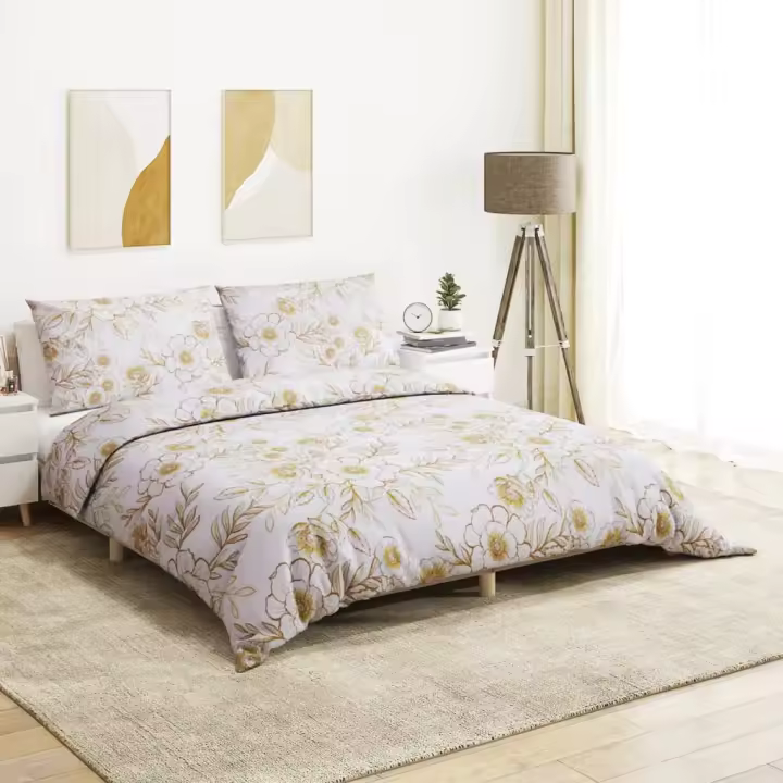 Juego de funda nórdica algodón blanco y marrón 140x200 cm - 1