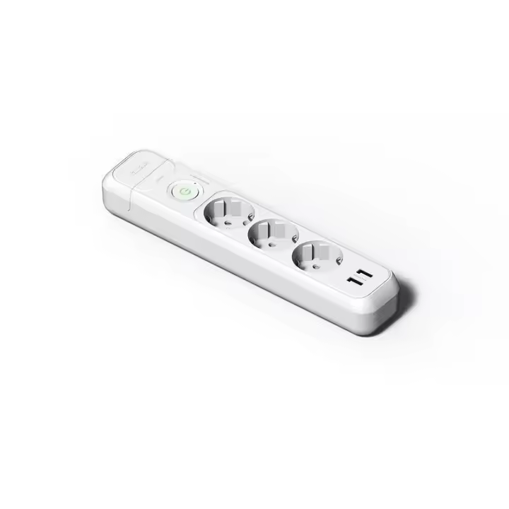 Base múltiple 3 tomas + 2 USB TT blanca con interruptor Famatel 2533 - 1