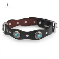 Collar De Cuero Genuino Retro Para Perros Grandes Con Patrón De Flores Y Cuentas Verdes Rojas Collar Básico Étnico Para Mascotas - details 10