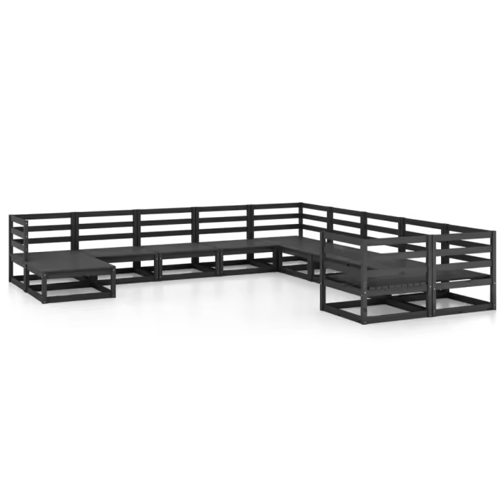 vidaXL Juego de muebles de jardín 11 piezas madera maciza de pino - 1
