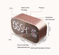 Radio despertador digital, altavoz Bluetooth inalámbrico, Carga USB, reproducción de tarjeta TF y AUX para escritorio (Rose Gold) - details 1