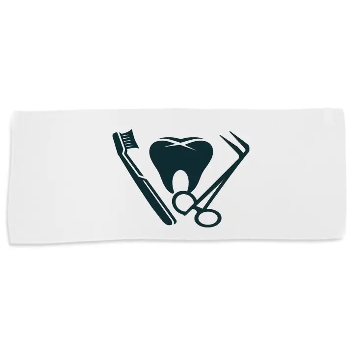 MERCHANDMANIA TOALLA MEDIANA GIMNASIO ABSORBENTE logo dentista profesion dientes medico suave con bolsita - 1