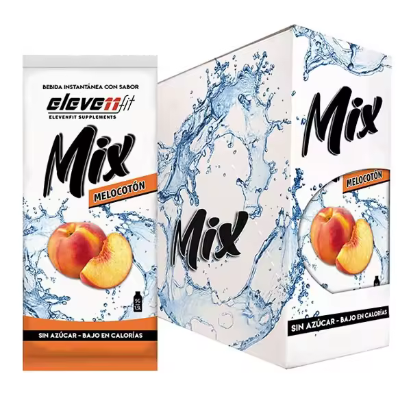 Eleven Fit Mix Instantáneo, Caja de 24 Sobres Sabor Melocotón - Prepara 1.5L de Bebida Saludable - Sin Azúcar, Baja en Calorías y Carbohidratos - Ideal para Agua/Leche, Cocinar y Preparar Postres - Mejora tu Dieta - Apto para Adultos y Niños - 1