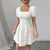 Vestido De Verano Para Mujer Blanco Puro Con Cuello Cuadrado Y Falda A-line Corto Con Mangas Estilo Coreano Alta Cintura Streetwear - details 5