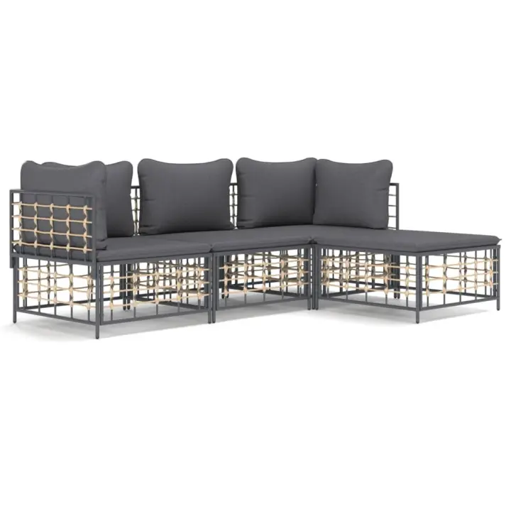 VidaXL Conjunto de jardín Rafaella 4 piezas 80x214x142 cm - 1