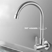 Grifo De Cocina De Acero Inoxidable Montado En Pared Sencillo Para Agua Fría Curva Baja Tapa De Agua De Alta Calidad - details 3