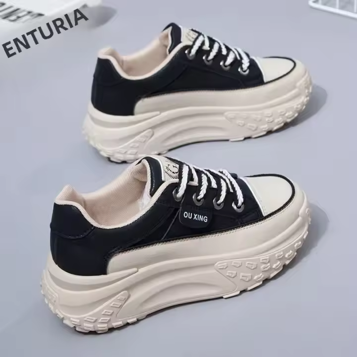 Nuevos Zapatos Retro Para Mujer Primavera Zapatillas Casuales Versátiles De Alta Calidad Zapatos De Moda Para Mujer Medio Tacón PU - 1