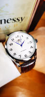 Reloj De Pulsera Métrico Para Hombres Winner Clásico Retro Con Calendario Manos Azules Y Correa De Cuero Acero Inoxidable Automático - details 18