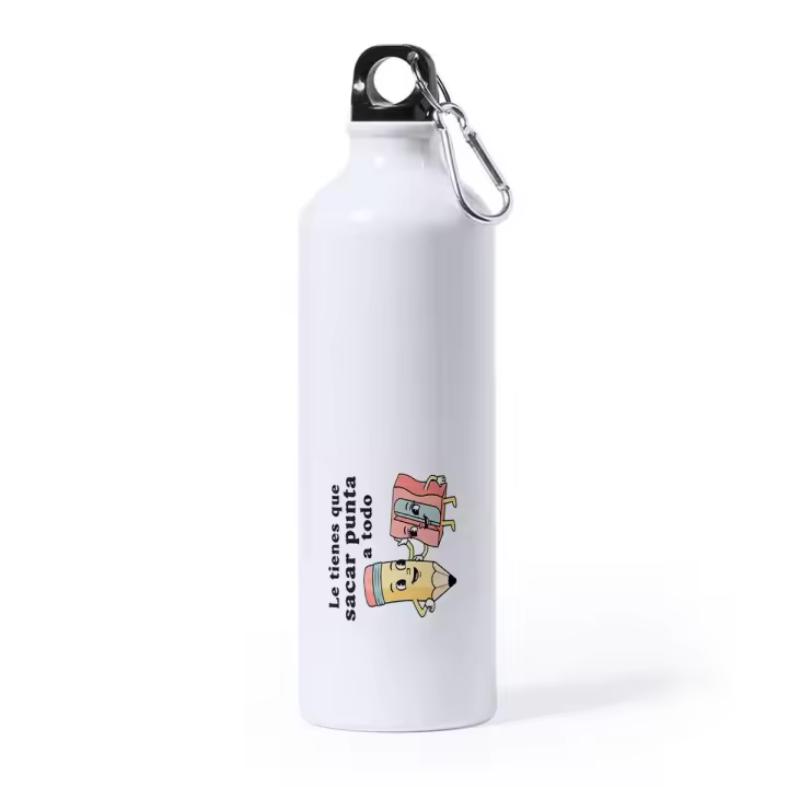 MERCHANDMANIA Bidón Grande 800 ml acero inoxidable frase graciosa novios pareja amistad chiste deporte deportivo con mosqueton botella - 1