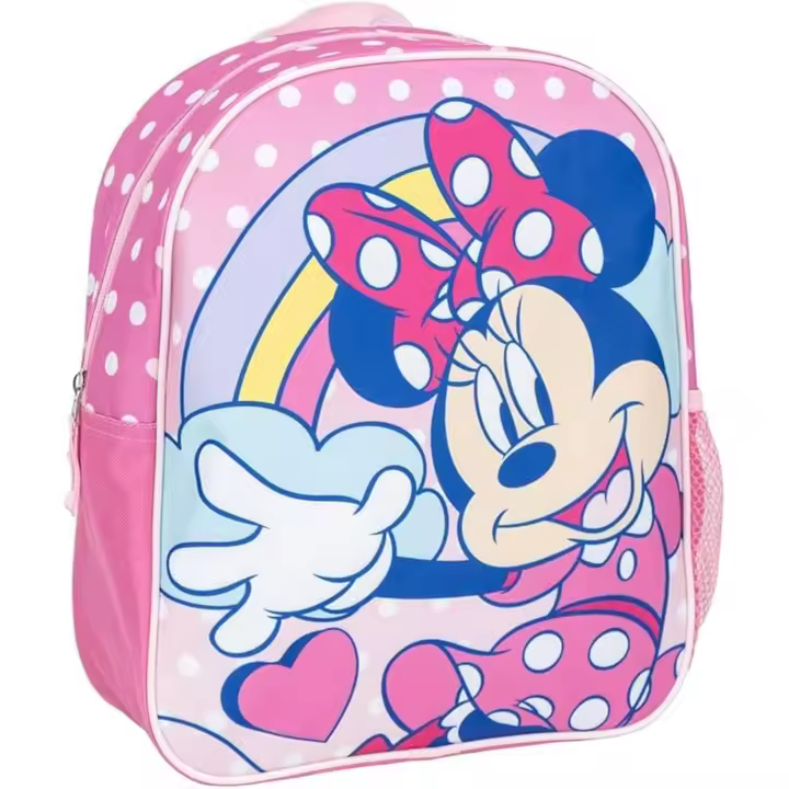 Mochila Infantil 3D de Minnie Mouse - Color Rosa - 25x10x31 cm - Fabricada en Poliéster y EVA - Con Cierre de Cremallera - Estampado de Minnie - 1
