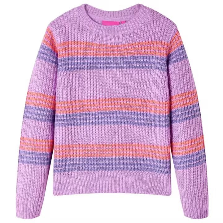 Jersey de punto infantil con rayas color lila y rosa 92 - 1