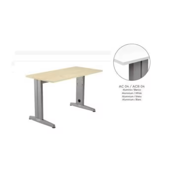 Rocada | Mesa Oficina Ancha para Teletrabajo | Estructura de Acero en L Color Gris | Mesa Robusta Regulable en Altura | 140 X 80 Cm | Acabados en Blanco - 1
