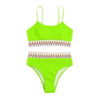 Bikini De Verano Para Mujer Estilo Playa Moda Elegante Con Cintura Alta Y Efecto Delgado Dos Piezas Color Bloqueado Conjunto De Baño Con Suspensión - details 21