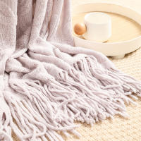 Manta De Punto Sencillo Para Decoración De Sofa Color Sólido Cubierta Nórdica Para Cama Toalla De Arena Tapete Para Siesta Al Mediodía En La Oficina - details 8