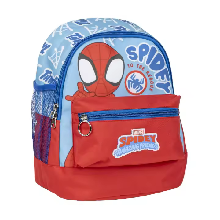 Mochila Estilo Trekking de Spidey - Color Azul y Rojo - 23x27x15 cm - Fabricada con Poliéster - Varios Bolsillos - Cinturón y Asas Ajustables - 1