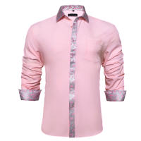 Camisa De Seda Barry Wang Para Hombres Cuello En V Manga Larga Estilo Slim Fit Colores Blancos Y Negros Top Casual Transpirable - details 19