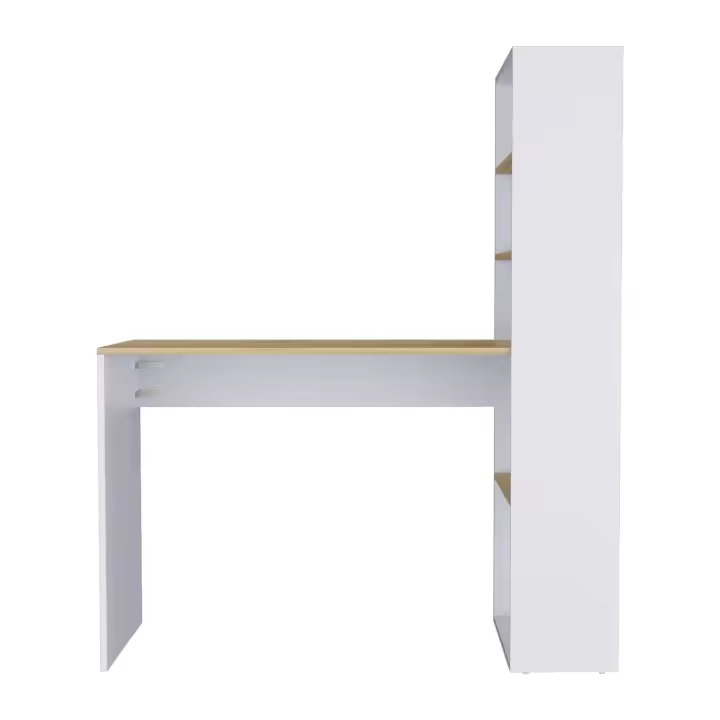 TUHOME Mesa de Escritorio con Librero Z 120, con multiples estantes, Duna / Blanco Madera manufacturada Oficina-Mesas - 1