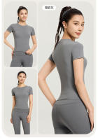 Ropa deportiva para exteriores, adelgazante, fitness, running, mallas absorbentes de sudor, tops de yoga, camisetas de manga corta, ropa de yoga para mujer - details 16