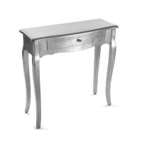 Versa Cagliari Mueble Recibidor Estrecho para la Entrada o el Pasillo, Mesa Consola, con 1 cajón, Medidas (Al x L x An) 80 x 30 x 80 cm, Madera, Color Plateado - details 0