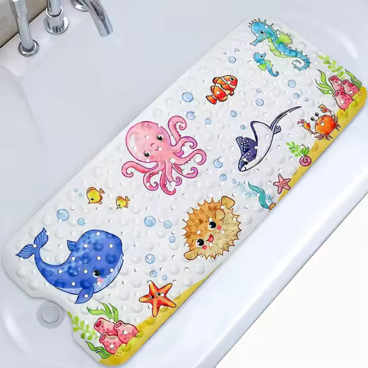 Non-slip Bath Mat 100x40cm, Anti-slip Bathtub Mat With 200 Suction Cups Pvc Material - 1