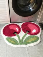 Alfombra de fieltro suave y cómoda con diseño de cerezas - 50x62cm (19,7x24,4 pulgadas) - Lavable a máquina, antideslizante, impermeable y duradera - Perfecta para el hogar, la cocina, el baño o la entrada - details 4