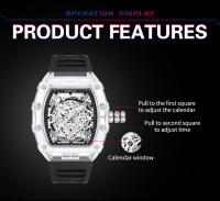 Reloj De Cuarzo Para Hombre En Forma De Barril Luminoso Y Personalizado De Silicona Alta Gama Calendario Integrado Resistente Al Agua Y Al Choque Estilo Transparente - details 5