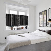 Cortina Bohemia Vintage Con Borlas Valance Corta Translúcida Para Cocina Sala De Estar Dormitorio Con Bolsillo Para Rodillo - details 11