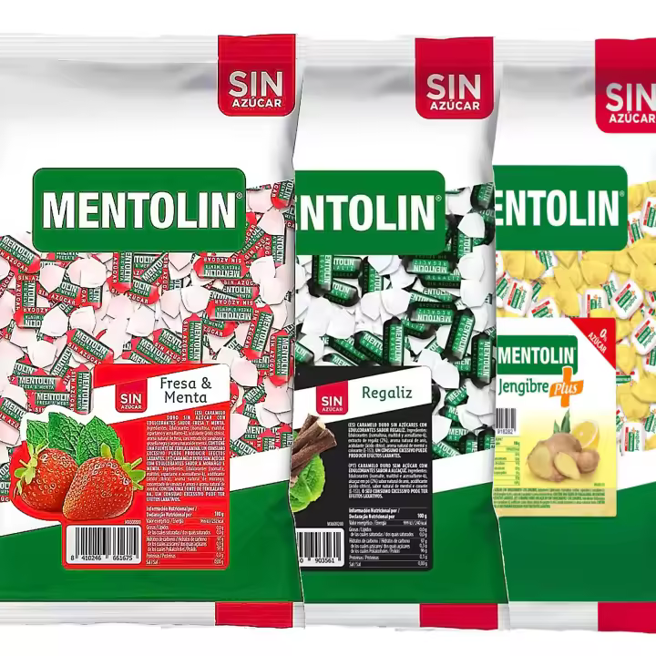 MENTOLIN PACK 3 Kg caramelos sin azúcar duros Fresa Menta & Regaliz & Plus Jengibre - 1
