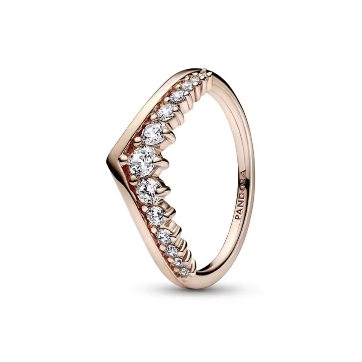 182320C01 - Anillo con un recubrimiento en oro rosa de 14k Deseo Pavé Flotante 182320C01 PANDORA Silver  Anillo Pandora original - 1
