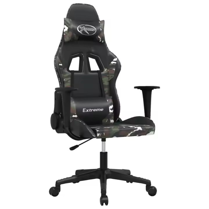 Silla Gaming de masaje Cuero sintético Negro y camuflaje - 1
