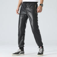 Pantalones De Cuero Para Hombre De Calidad Superior Con Cintura Elástica Pantalones De Motociclista PU Para Bikers - details 0