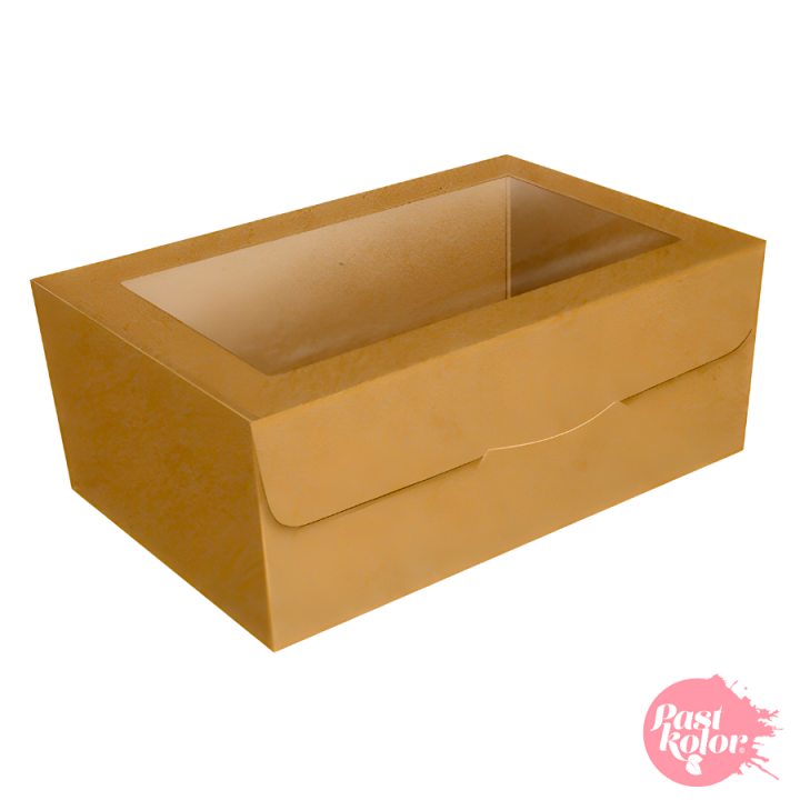 Glotomania - Caja para Galletas Kraft con Ventana - 22 X 12,5 Cm