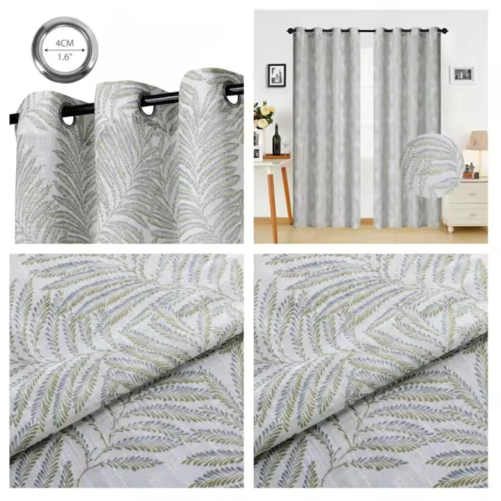 Pack 2 cortinas de salón / habitación estampado hojas , estiloso , novedoso y elegante de 140 x 260 cm - 1