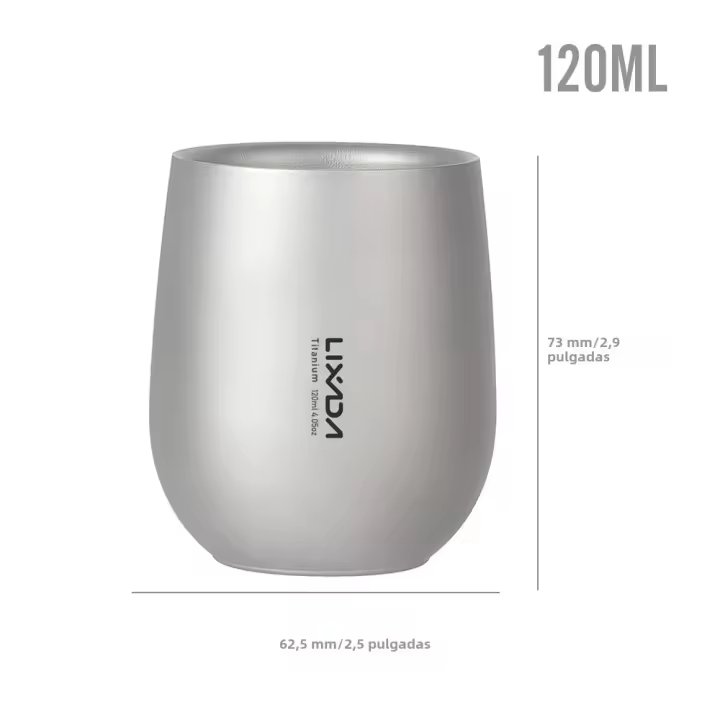 Taza De Acero Ligeramente Doble Para Exteriores Y Camping 120ml Taza De Agua Y Té Para Senderismo Y Uso Doméstico En Oficina Material De Titanio - 1