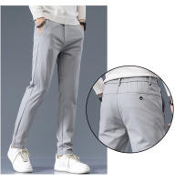 Pantalones Casuales Para Hombre Primavera Otoño 2025 Nuevo Ajustados De Cintura Elástica Color Sólido Negocios Pantalones Talla Media - details 2