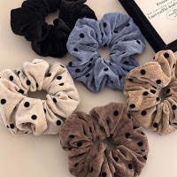 Nuevas Horquillas De Cabello Con Puntos Para Mujer Tamaño Grande Impresión Estilo Negro Gris Accesorio De Cabello Elástico Decorativo - details 0